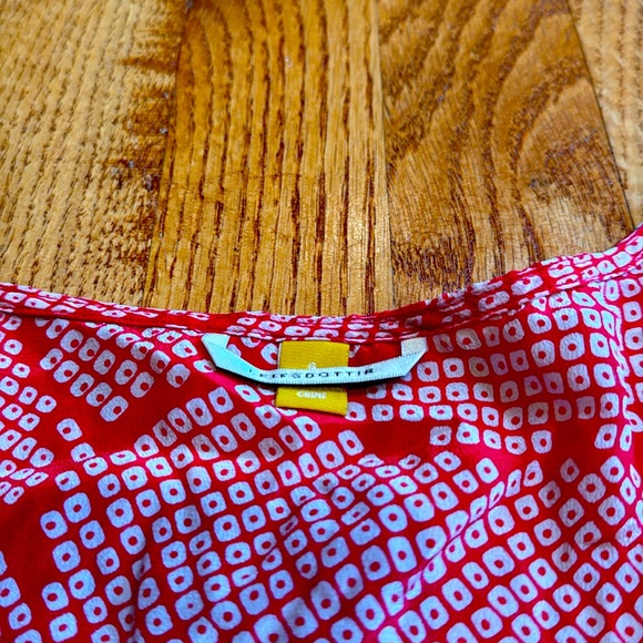 Leifsdottir Anthropologie 100% silk red white and gold floral tank size small - Picture 2 of 4